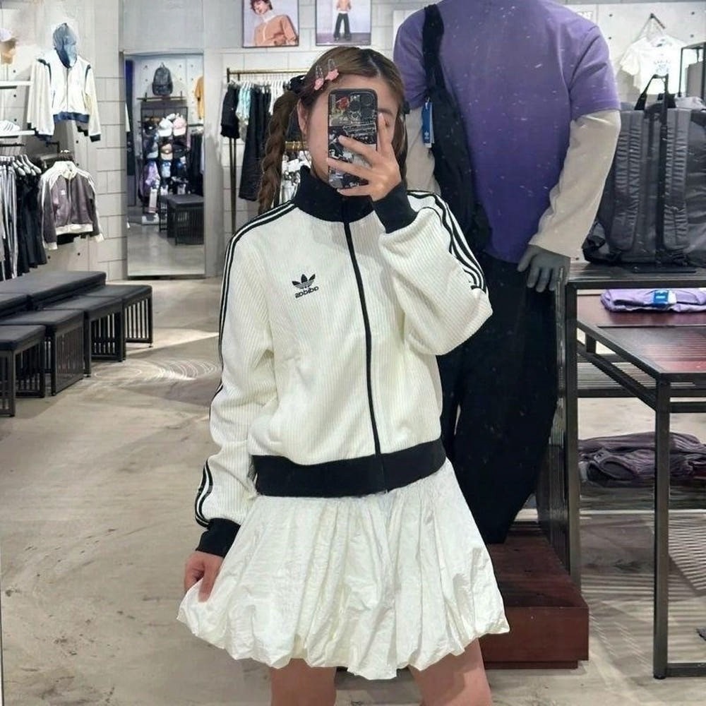 【Luxury】ADIDAS ORIGINALS TOP KNIT TRACK 條紋 立領外套 短版 三葉草 女款 奶油黑 KC2649 咖奶 KC2650