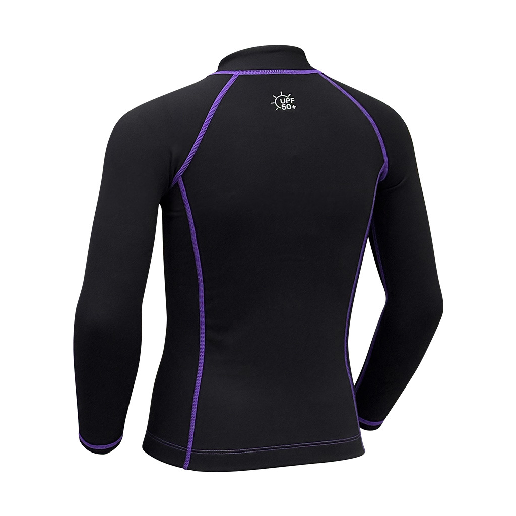 1mm 兒童抗水抓毛游泳保暖夾克 - 黑/紫