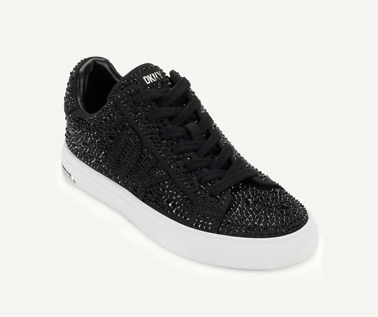 [S] DKNY BENI RHINESTONE-LACE UP SNEAKER,HTST RHINESTONE ST NE BLACK/BLACK, K1492062-BBL FINAL SALE (SD1021)