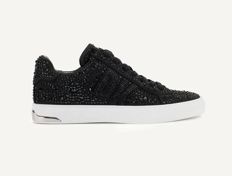 [S] DKNY BENI RHINESTONE-LACE UP SNEAKER,HTST RHINESTONE ST NE BLACK/BLACK, K1492062-BBL FINAL SALE (SD1021)