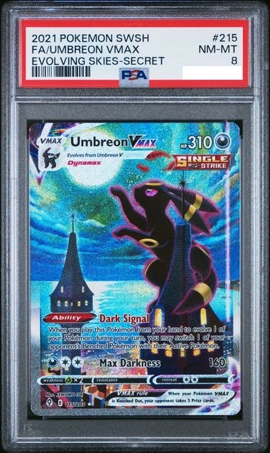 [PSA 8] 2021 POKEMON SWORD & SHIELD EVOLVING SKIES #215 FA/UMBREON VMAX EVOLVING SKIES-SECRET