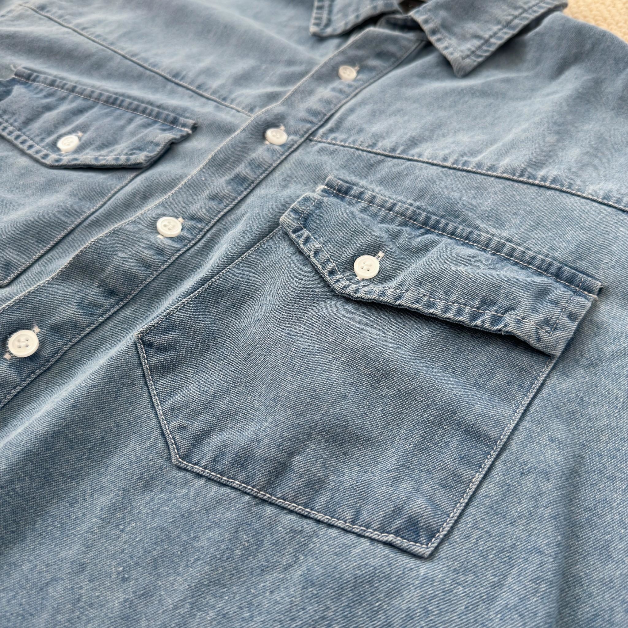 牛仔雙口袋長袖襯衫 98174 【售完不補】