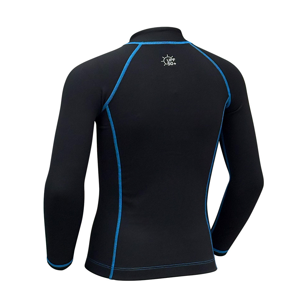 1mm 兒童抗水抓毛游泳保暖夾克 - 黑/藍