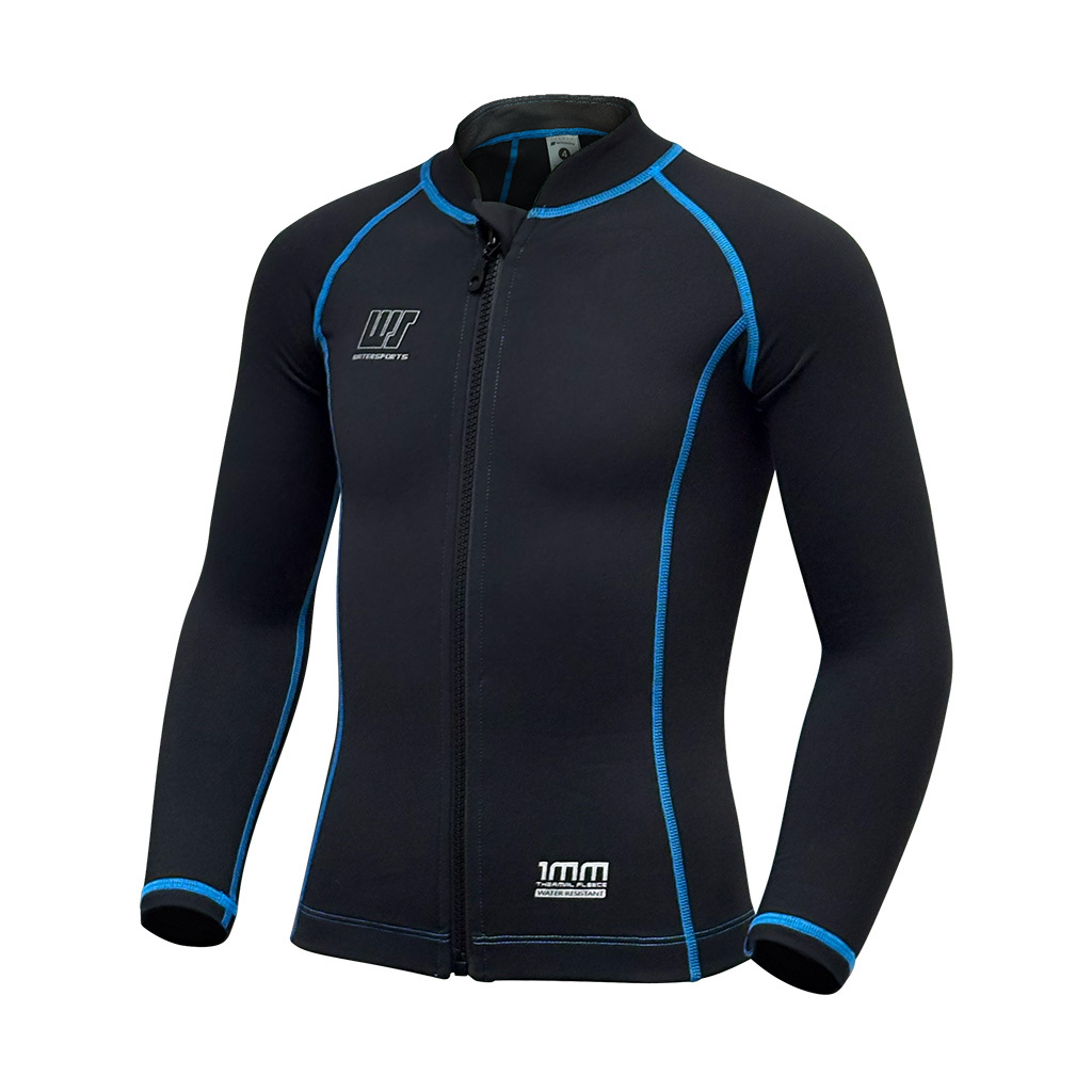1mm 兒童抗水抓毛游泳保暖夾克 - 黑/藍