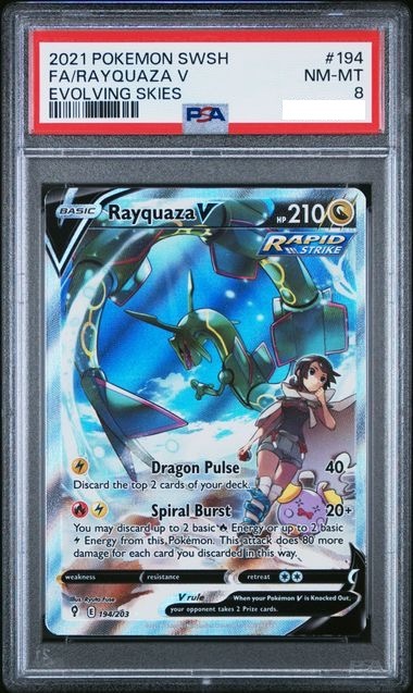 [PSA 8] 2021 POKEMON SWORD & SHIELD EVOLVING SKIES #194 FA/RAYQUAZA V EVOLVING SKIES