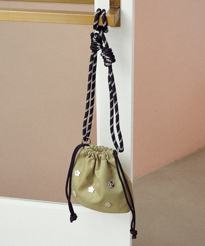 MARY QUANT / Limited products flower stud nylon drawstring Bags