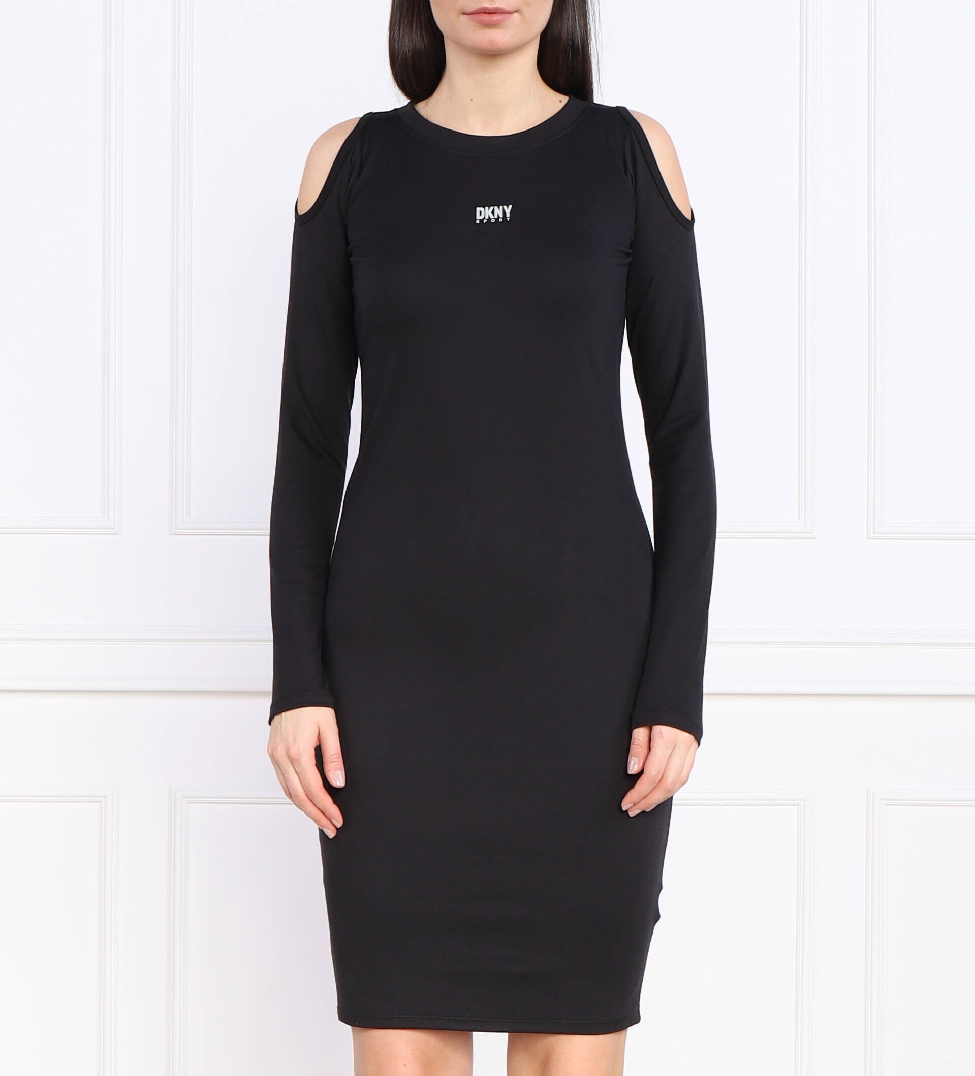 [S] DKNY BALANCE COLD SHOULDER BODYCON DRESS,BLACK, DP2D4737-BLK (SD484)