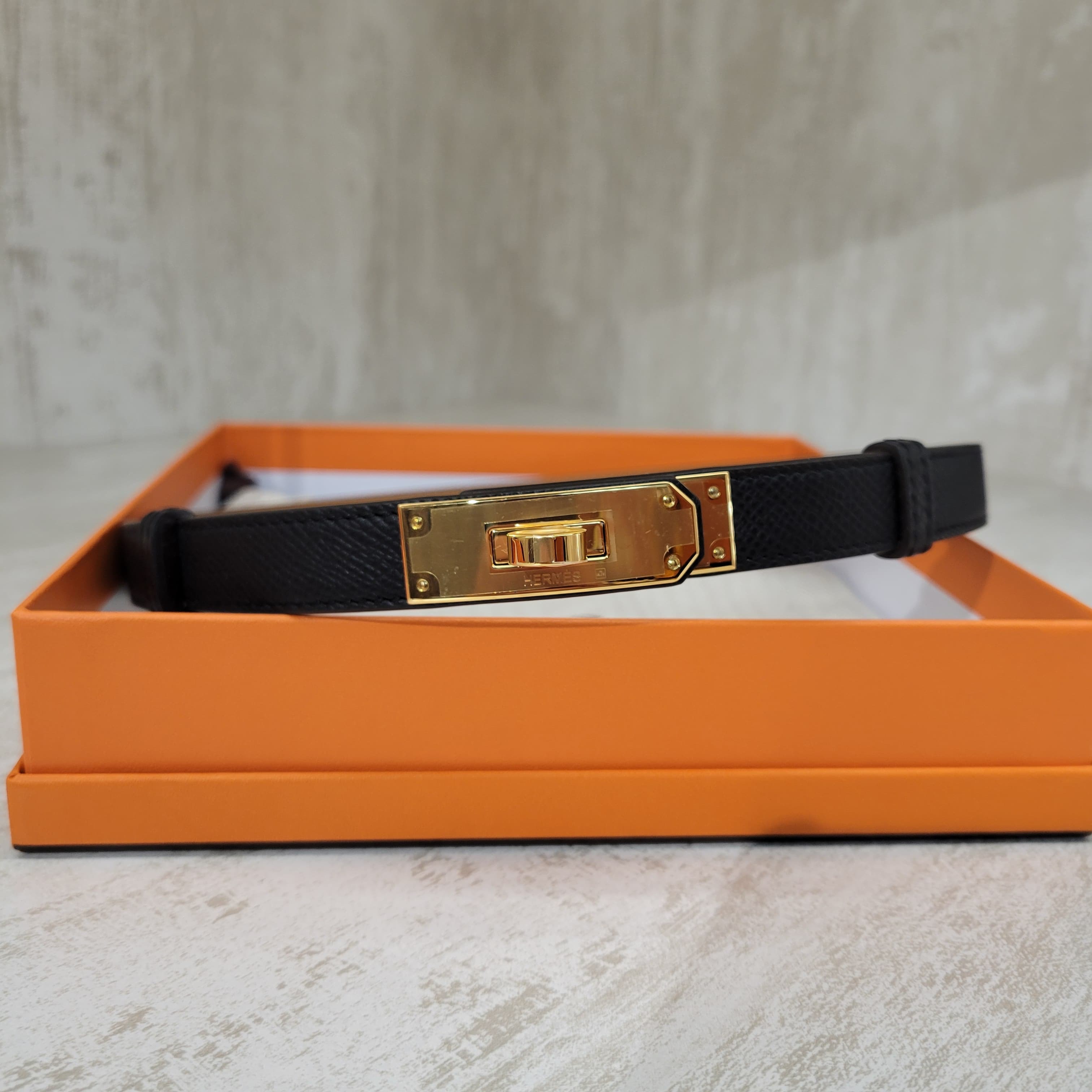 Hermes Kelly belt noir f 黑金