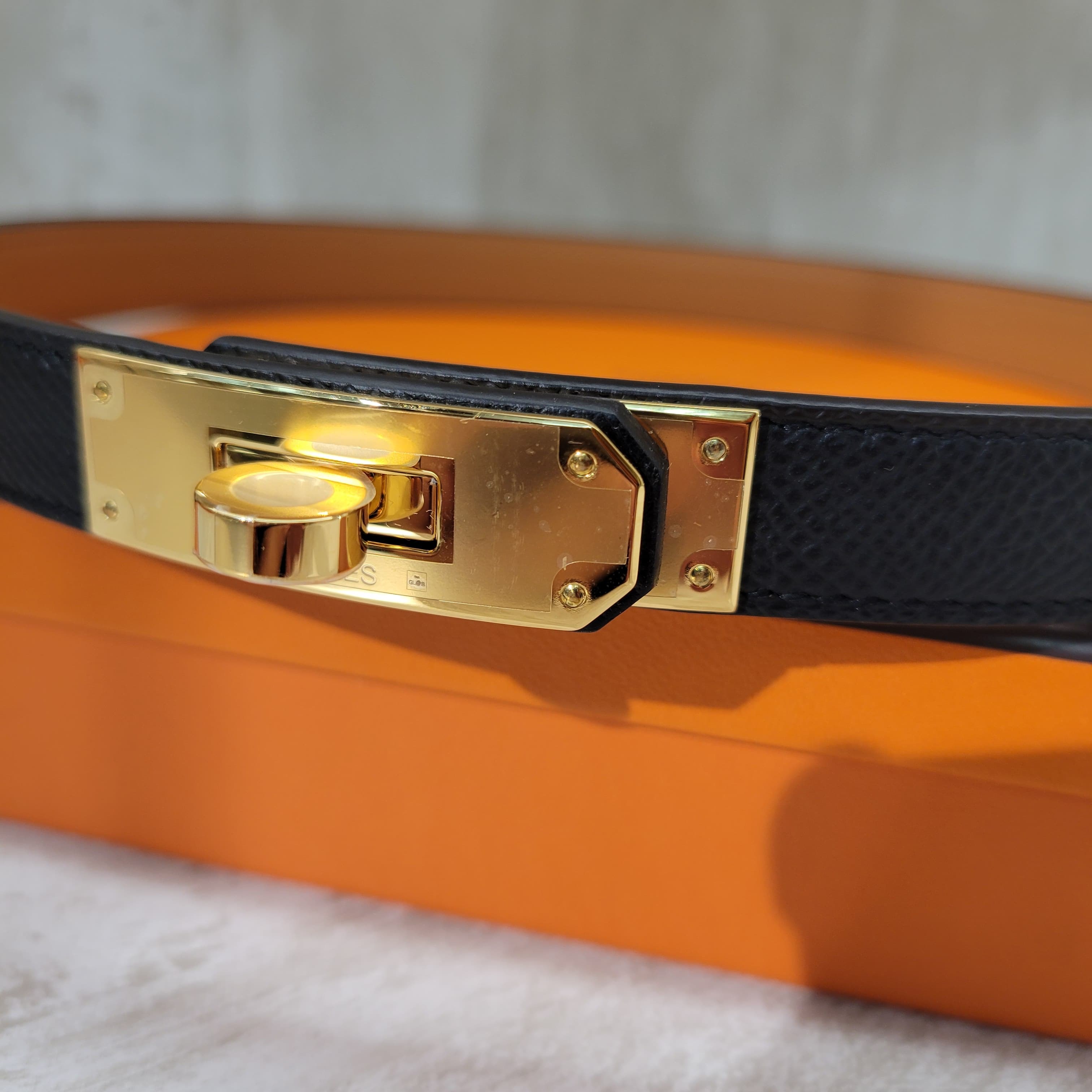 Hermes Kelly belt noir f 黑金