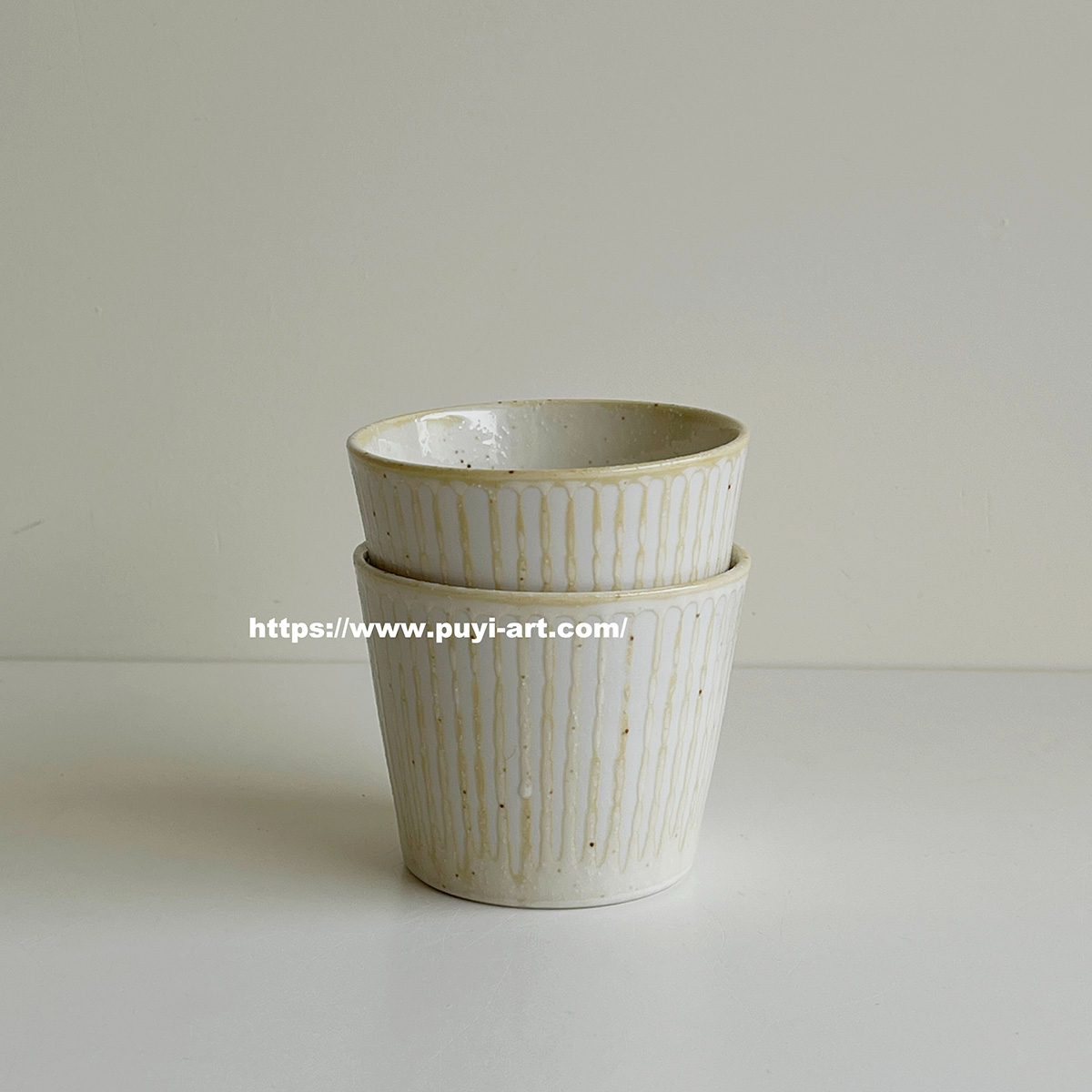 日本製米釉十草豬口杯約180ml