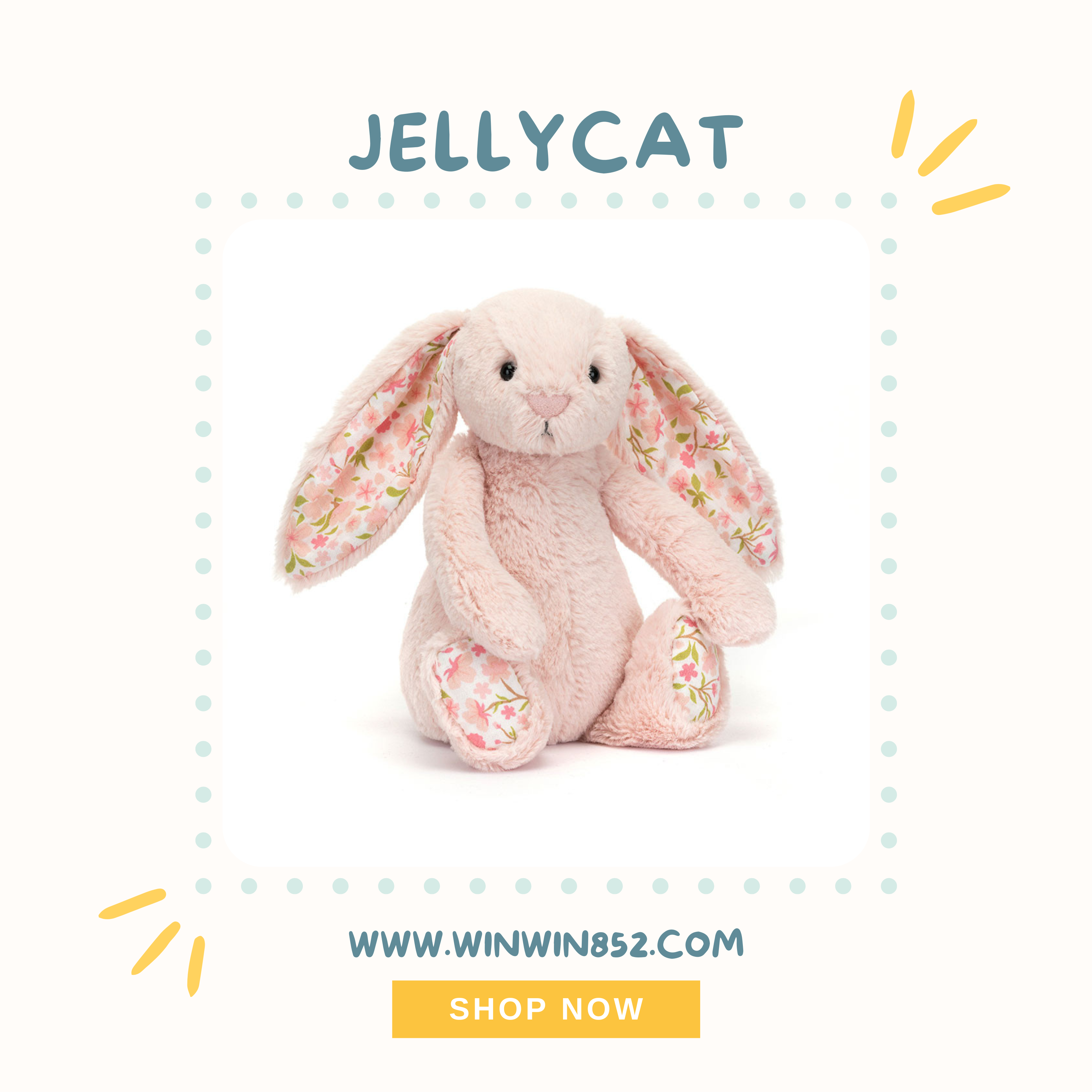 Jellycat Blossom Blush Bunny 'Cherry' Small Size 18cm