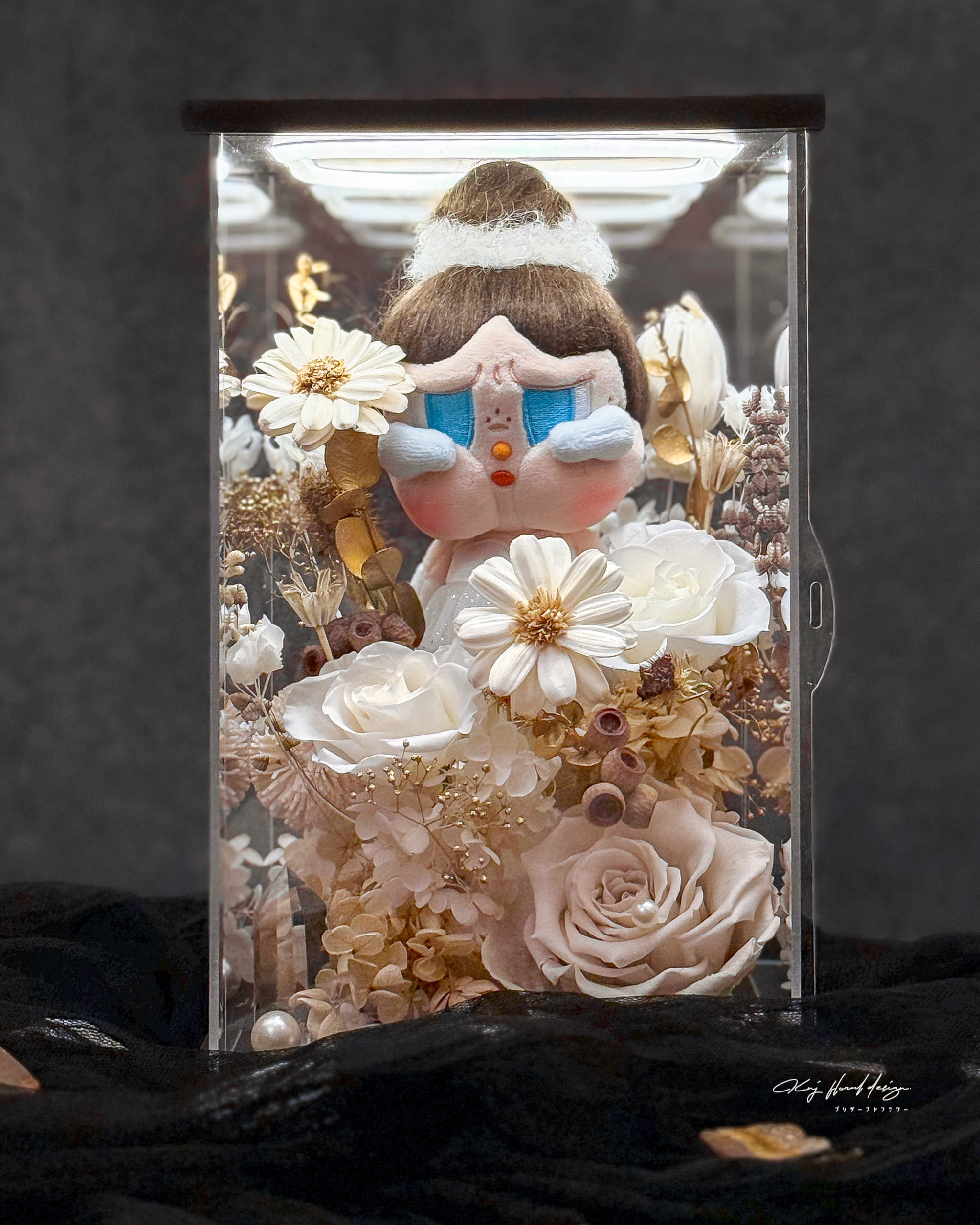 Shiny Shiny 芭蕾系列哭娃永生花燈罩－霧金款