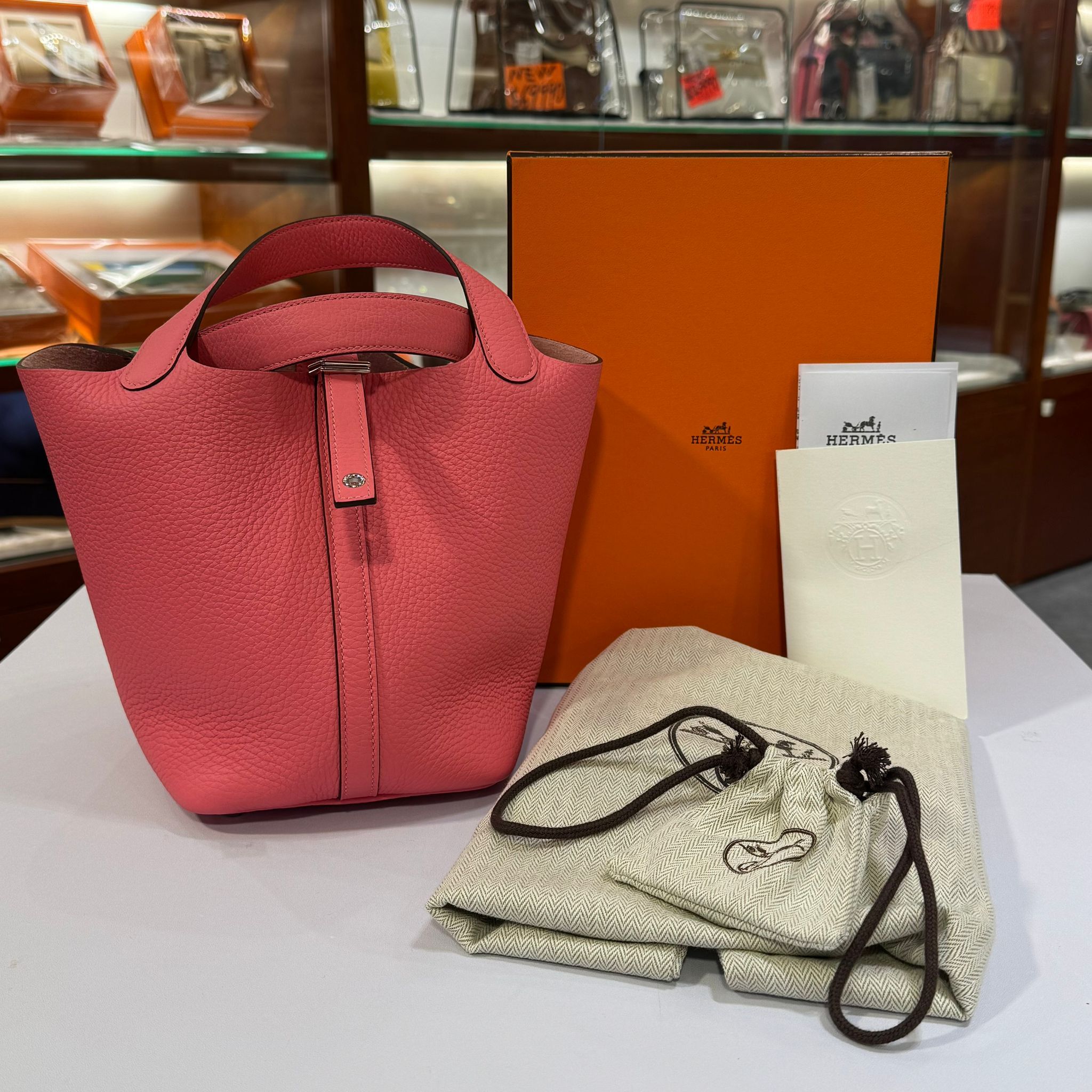 全新HERMES PICOTIN18 W刻  唇膏粉銀扣 8W PHW #P18#BRAND NEW #香榭站正品