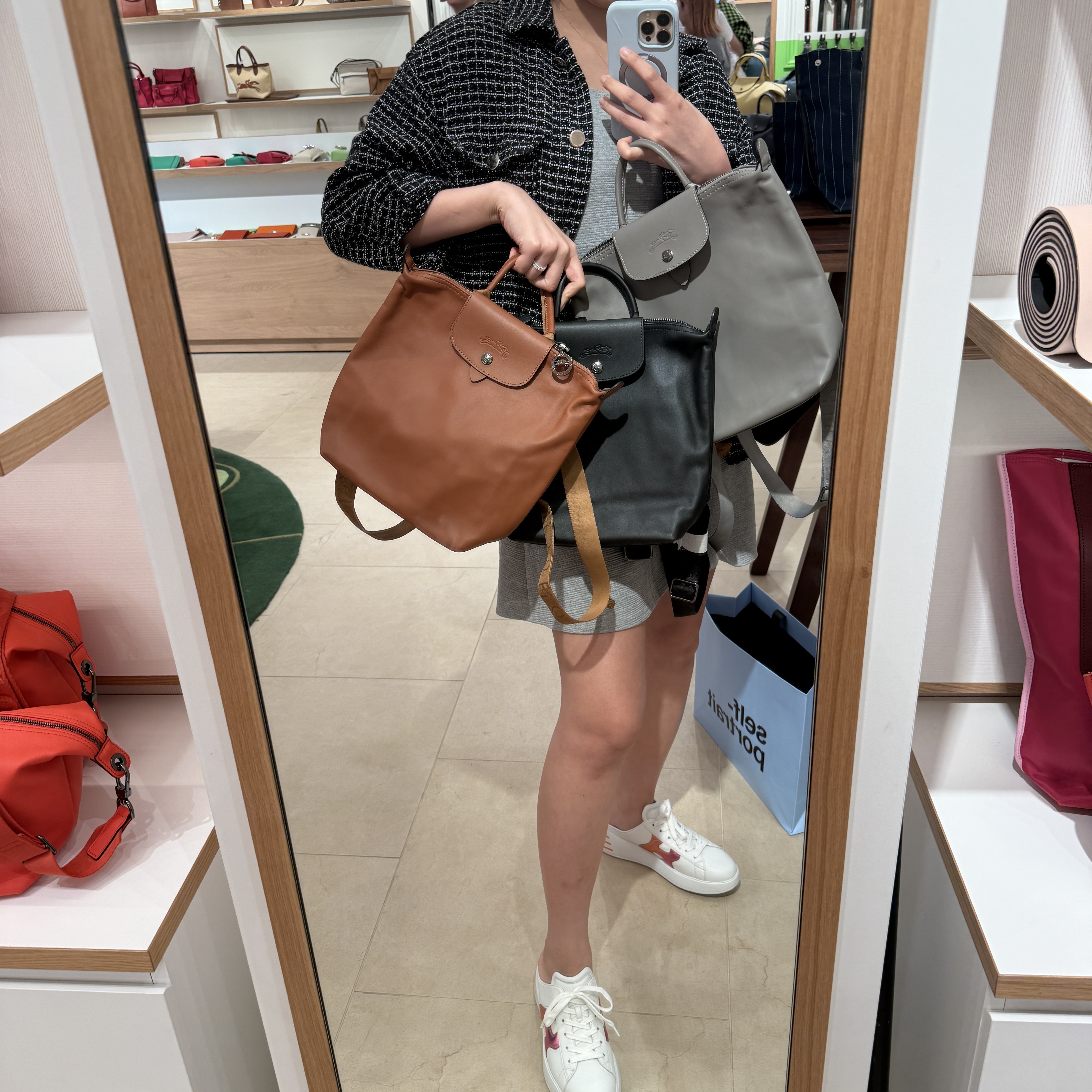 Longchamp Le Pliage leather s backpack