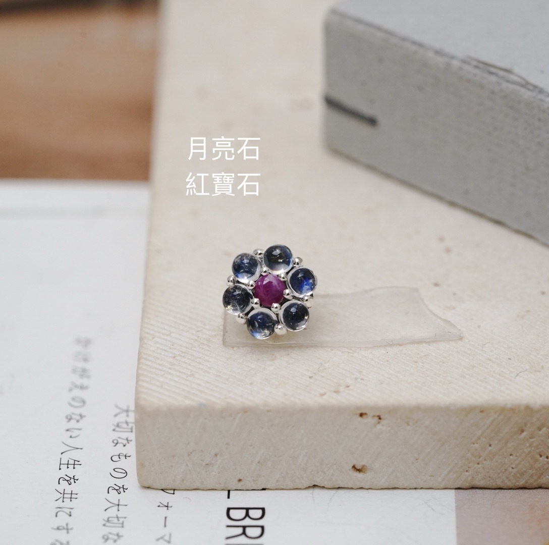 Svp68 月光石.紅寶石 （自家款）