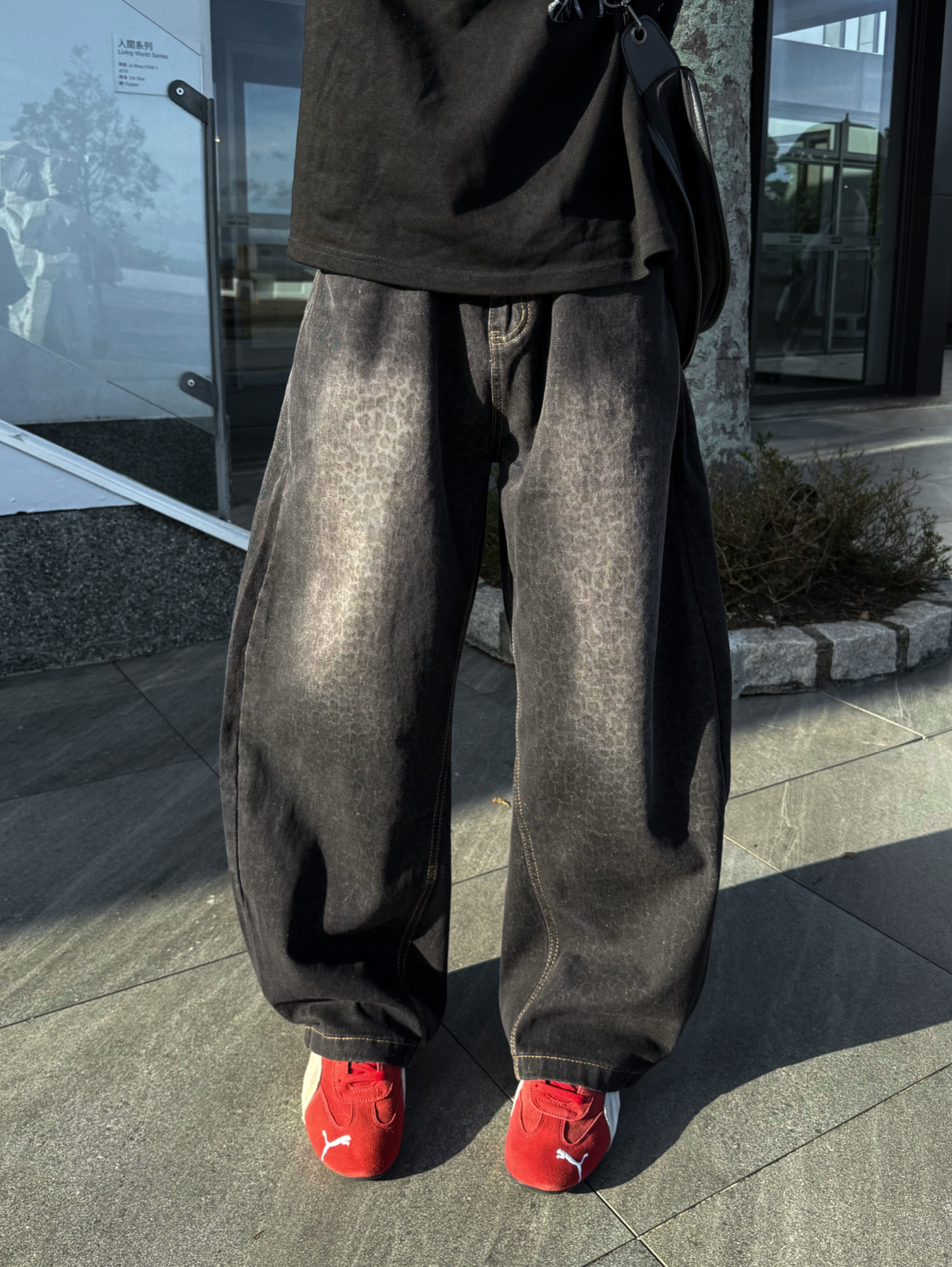 (部分現貨) 韓系漸層豹紋牛仔寬褲