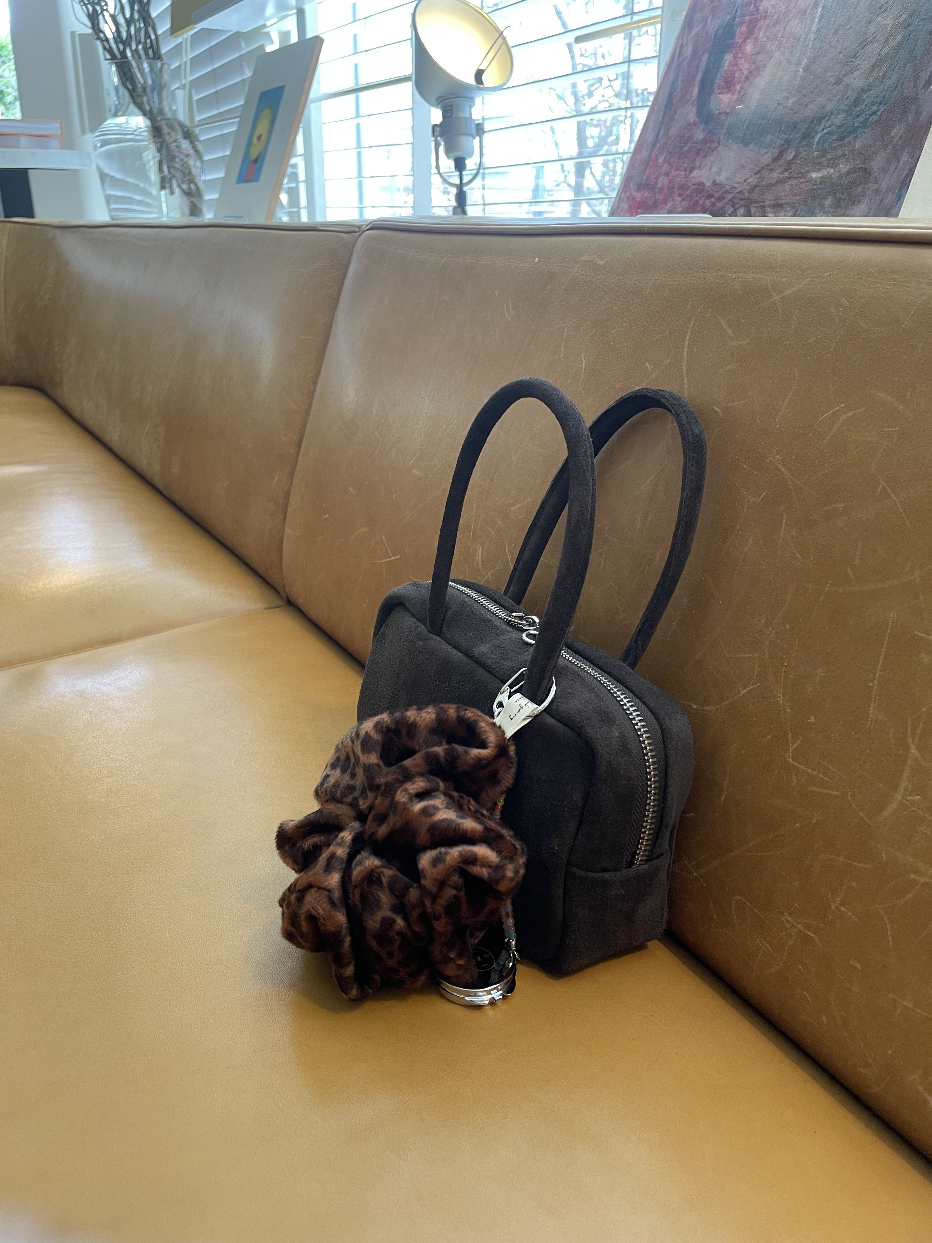 #228LC04 Highlight suede leather small suitcase