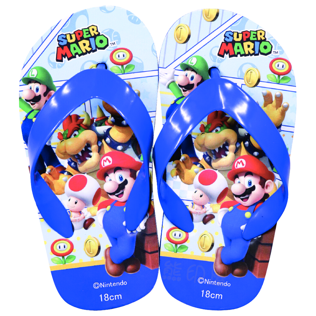 超級瑪利歐兄弟兒童沙灘人字拖鞋(18cm) (平行進口)