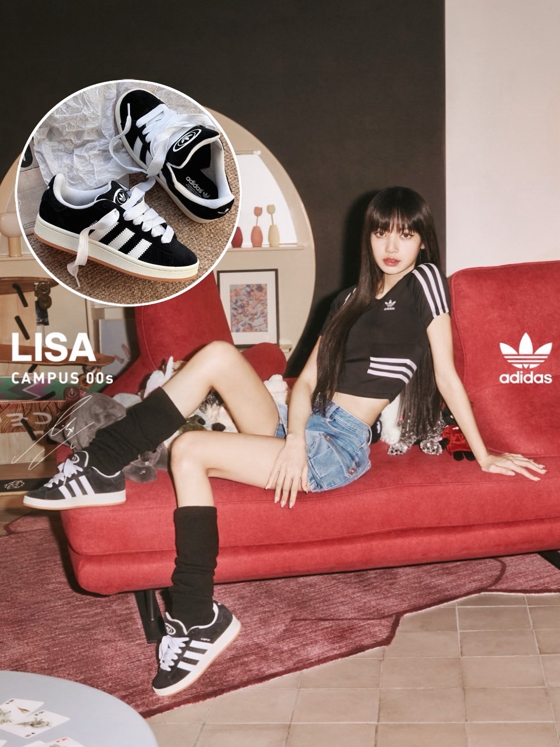 《LISA 同款》ADIDAS  CAMPUS 00S 黑白焦糖底麵包
