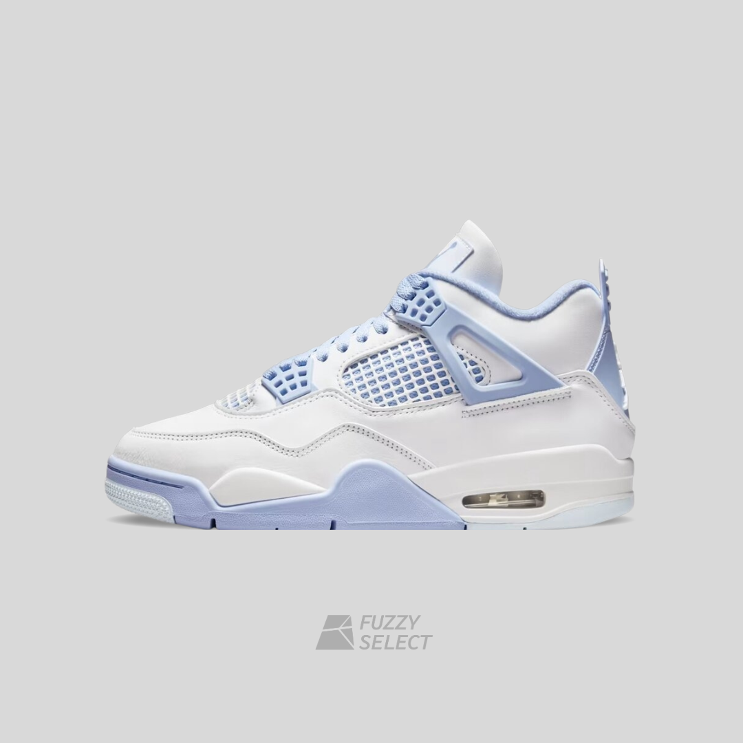 【逢甲 FUZZY】W Air Jordan 4 "Aluminum" 白藍 鬆絨線 花朵 HV0823-100