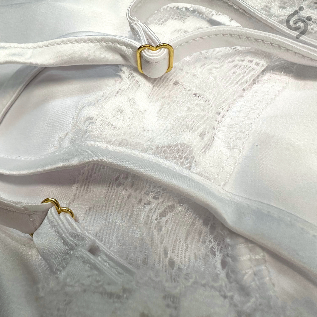 情趣蕾絲吊帶睡裙 - 白色