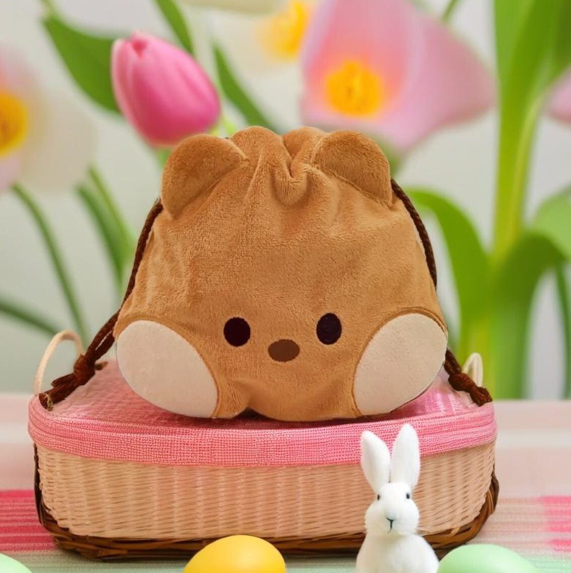 LINE FRIENDS - 多用毛絨索繩袋 化妝袋(BROWN)