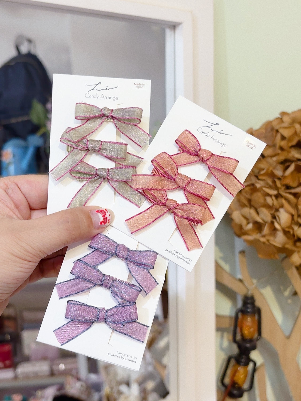 拼色蝴蝶結迷你髮夾