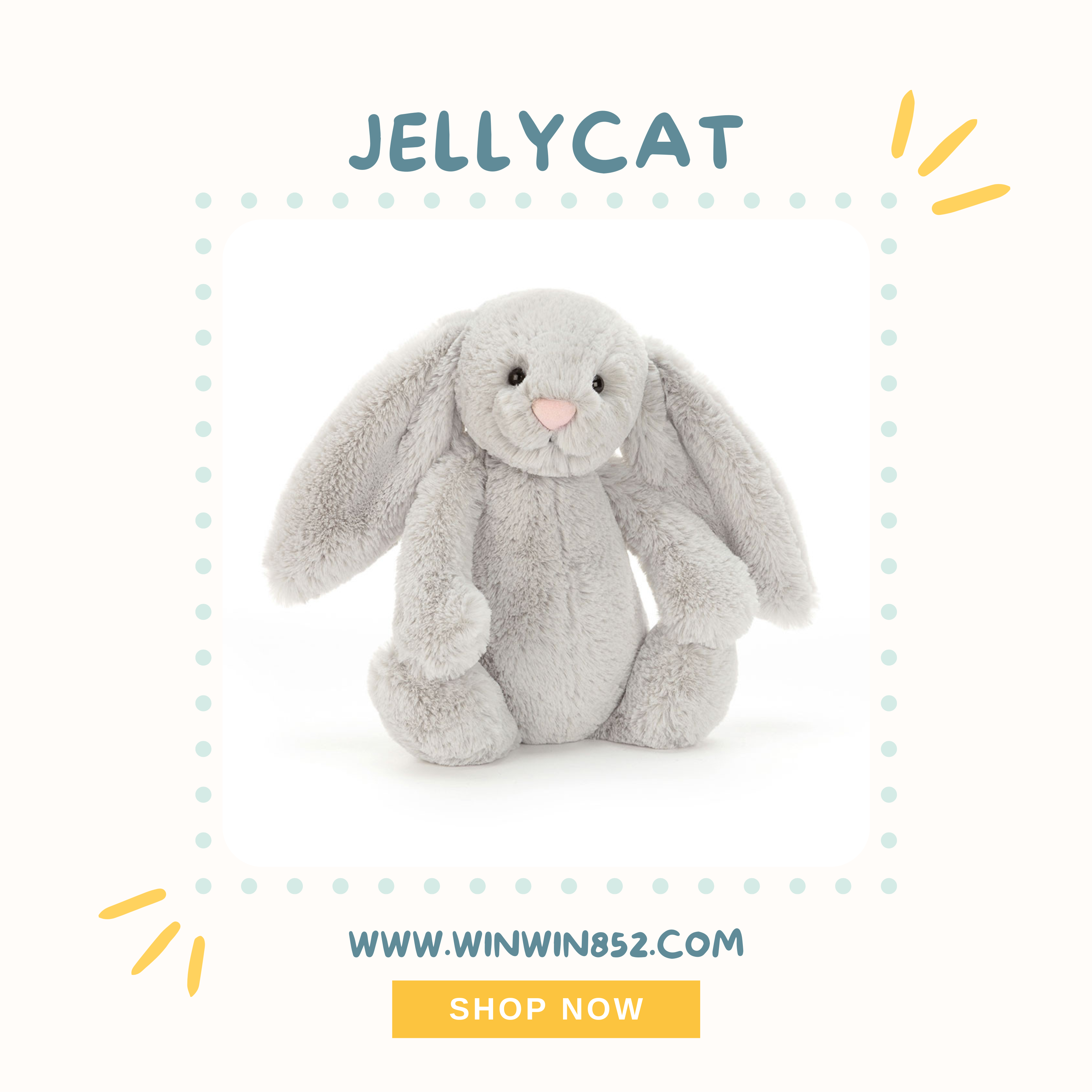 Jellycat Bashful Silver Bunny Medium Size 31cm