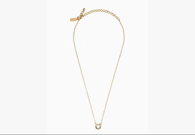[S] KATE SPADE O0RU1137 LADY MARMALADE MINI PENDANT NECKLACE,CLEAR/GOLD, 98686585546 (SKS1261)