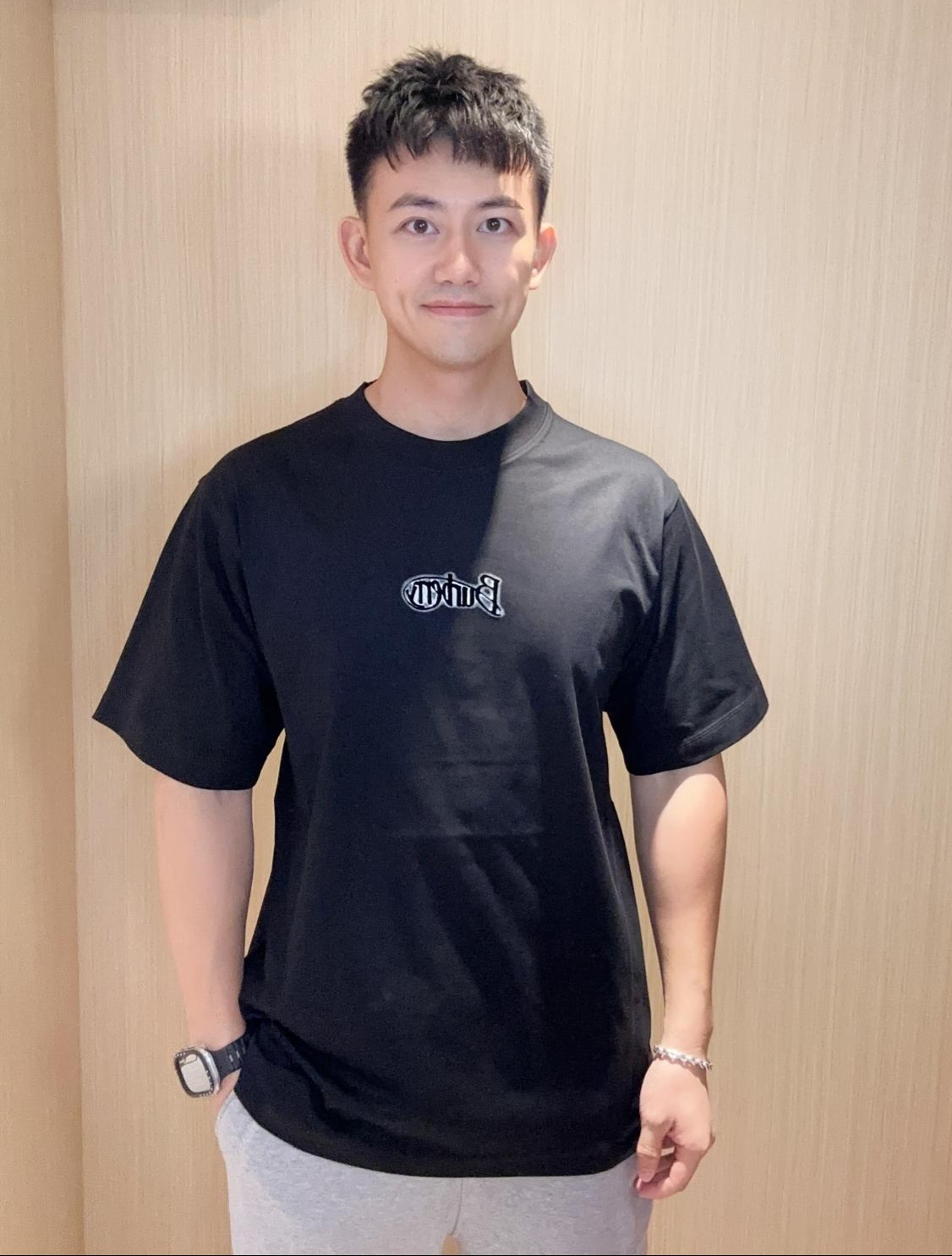 BBR 黑色植絨 logo tee
