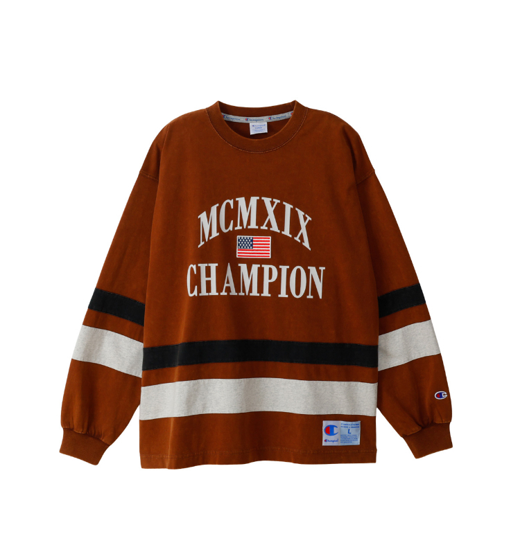 男款-AS 寬版布章印花長袖TEE-褐色（C3-C411-860）