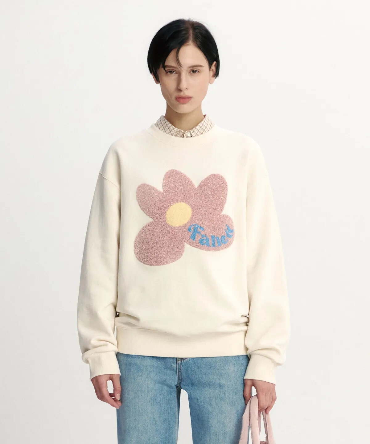 fallett - buckle flower sweatshirt (ivory)