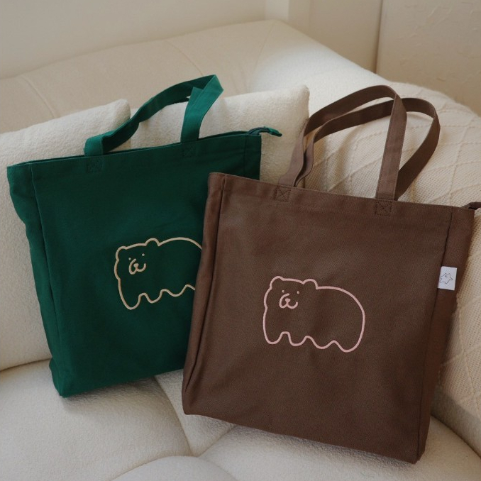 熊的方方帆布袋 拉鍊帆布袋 7款｜咻咻熊