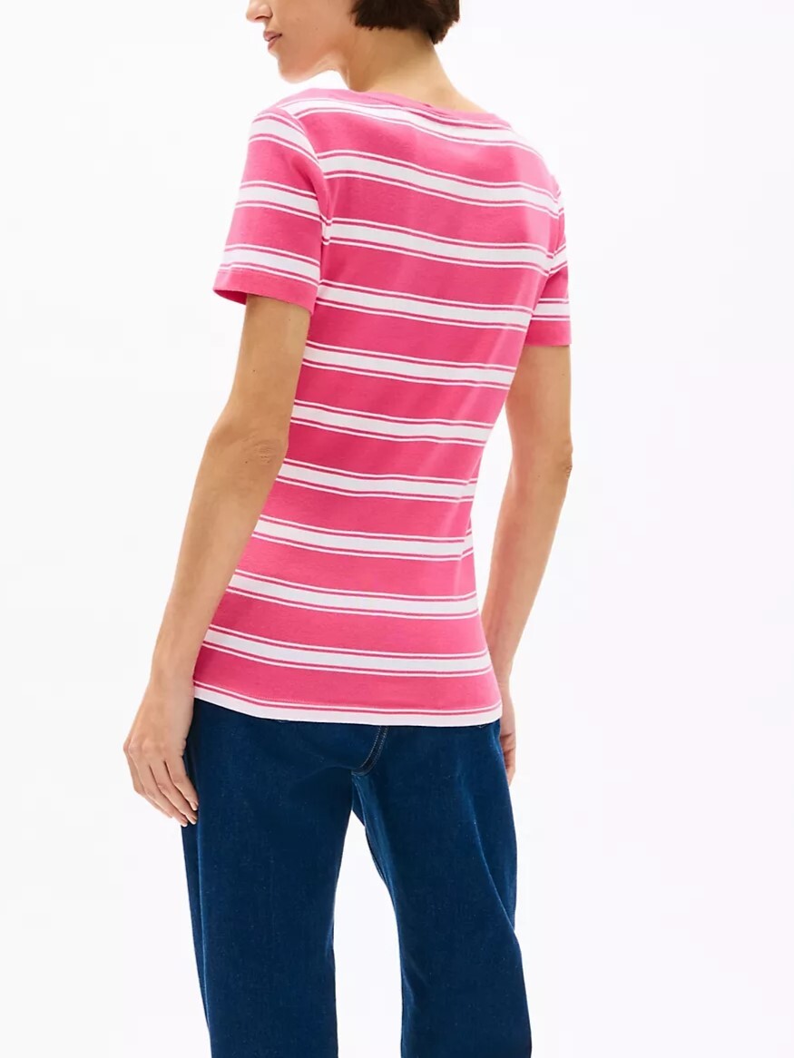 [S] TOMMY HILFIGER FANDANGO PINK VNECK STRIPE FAVORITE TSHIRT, 76J5527-670 (STH1275)