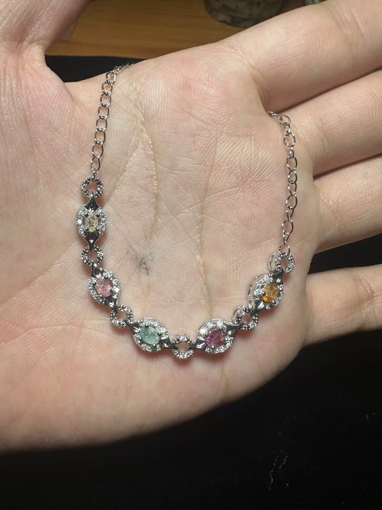 260409 - F91 彩碧璽馬眼款半銀手鏈