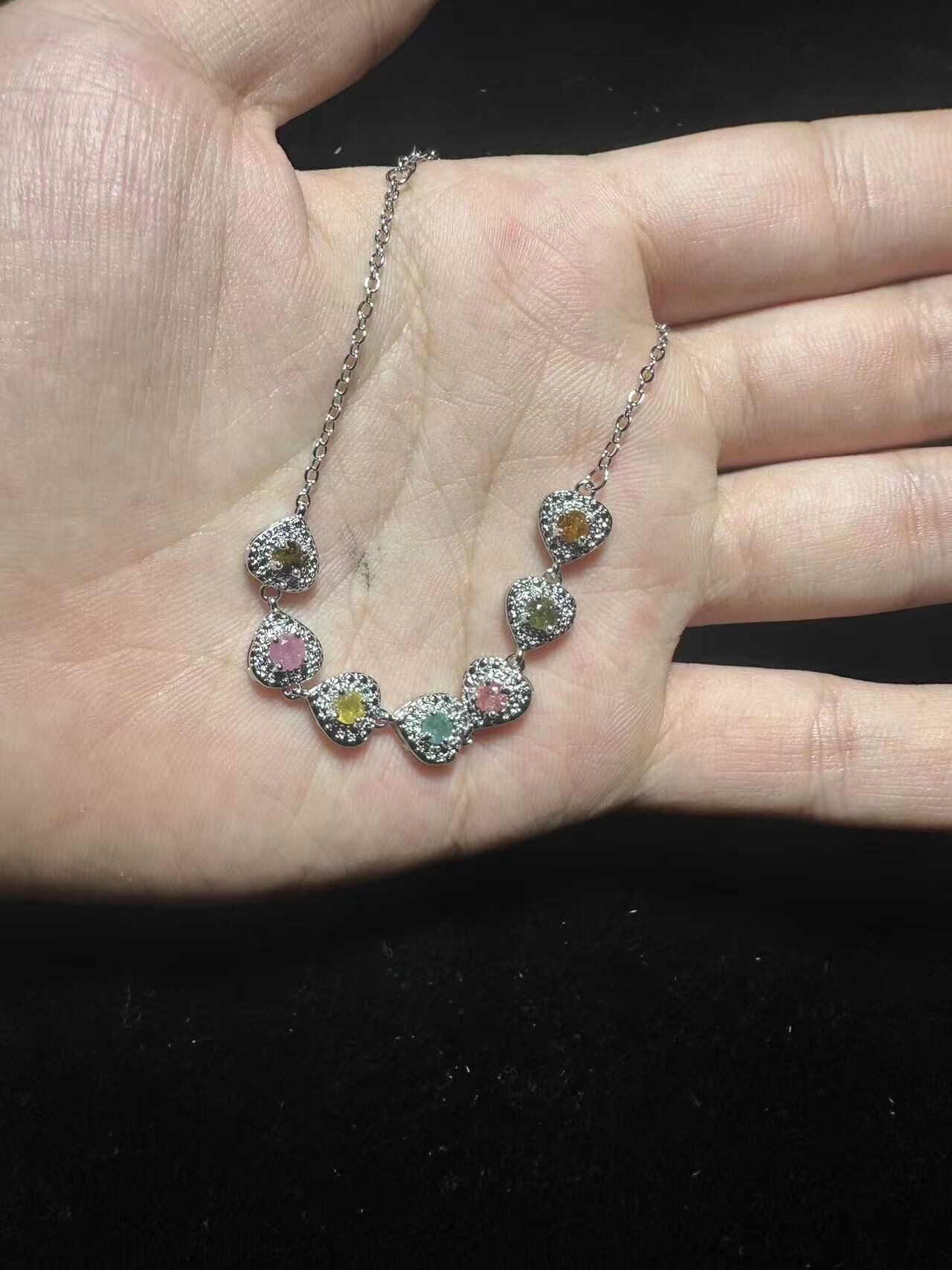 260409 - F95 彩碧璽7心連珠款半銀手鏈