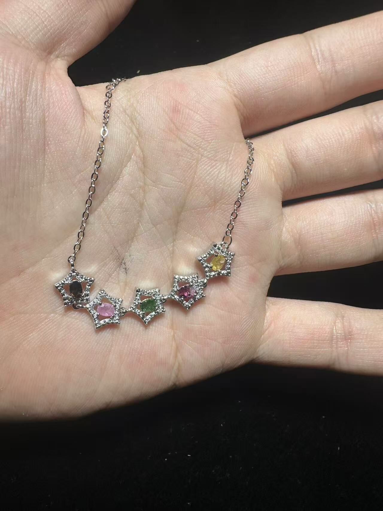 260409 - F96 彩碧璽五角星款半銀手鏈