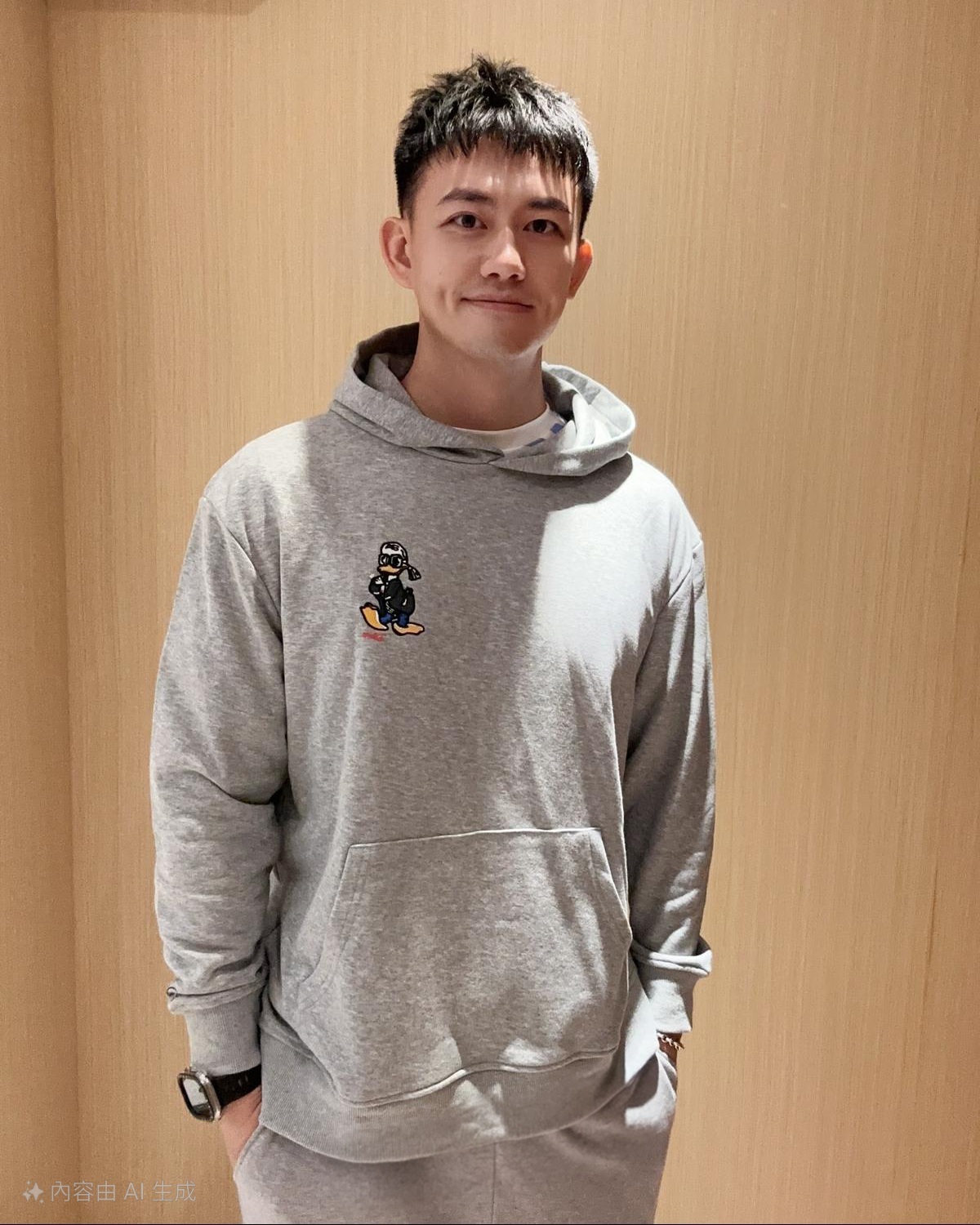 Karl x Disney 灰色有帽衞衣 男女款