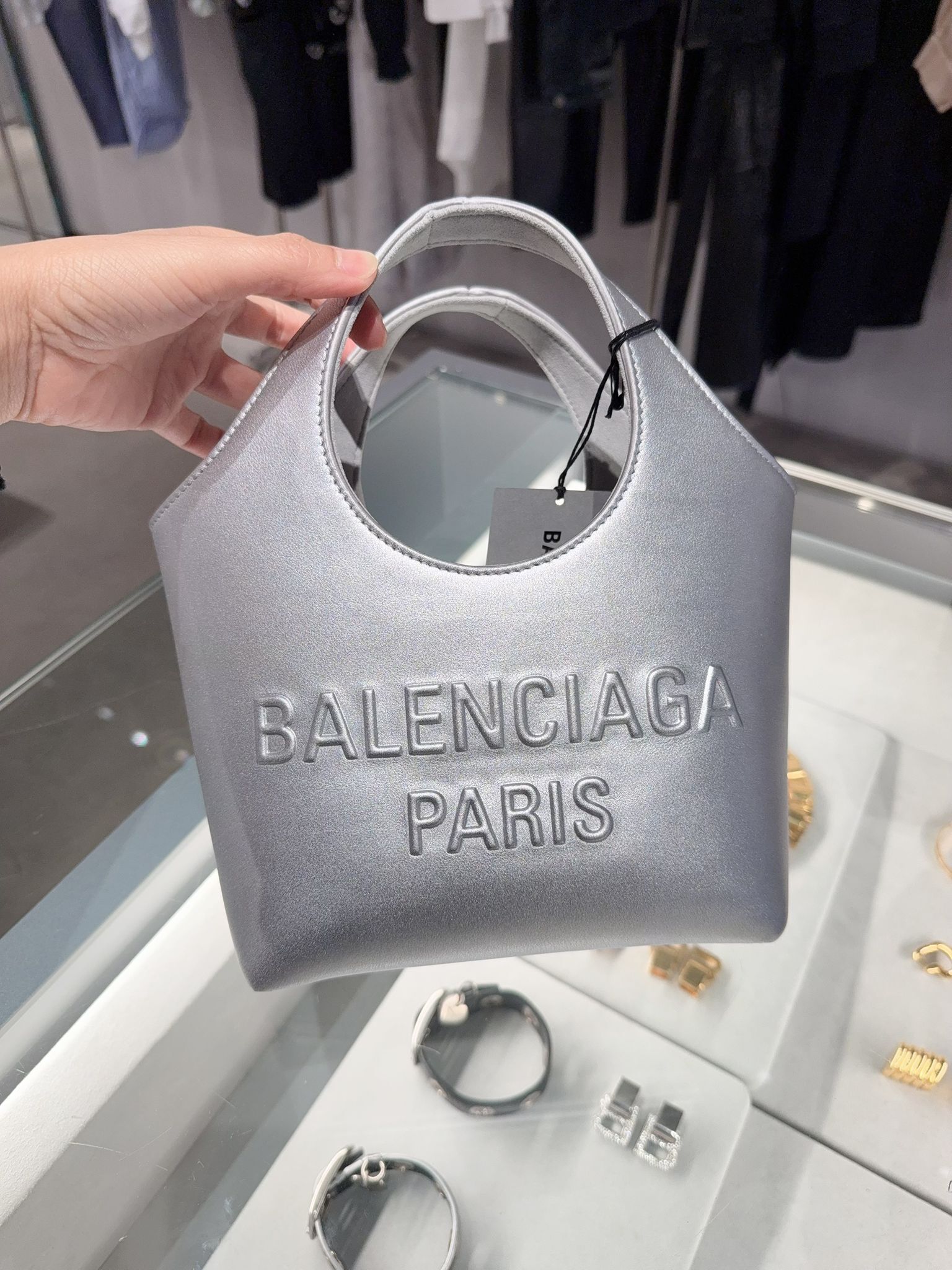 Balenciaga Mary Kate XS Tote Bag Metalic Silver 747036