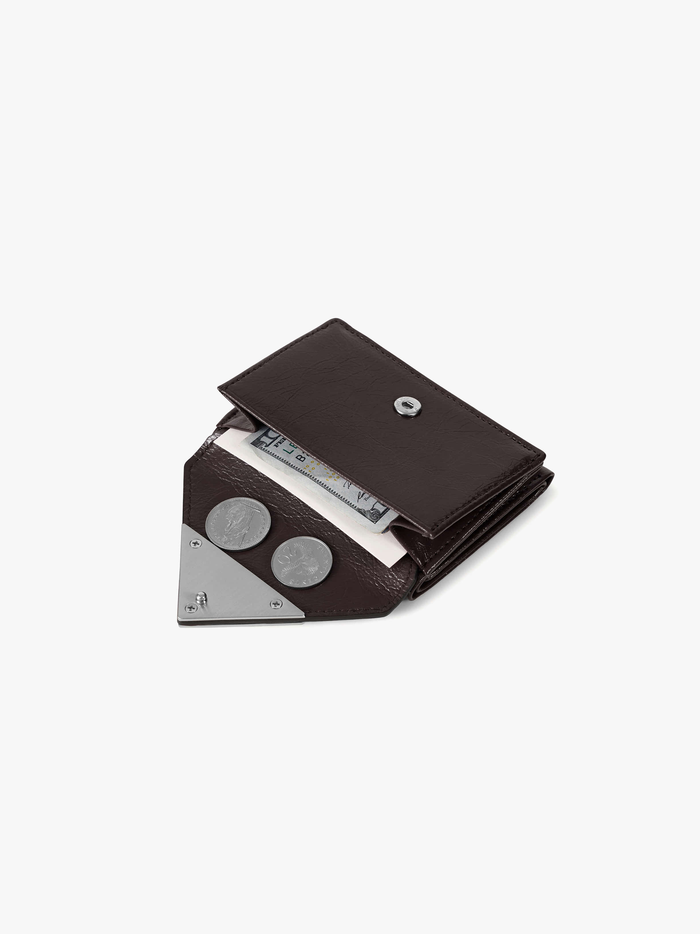 fennec - CRINKLE TRIANGLE TRIPLE WALLET (ESPRESSO)