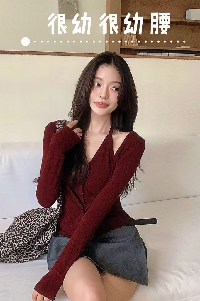 TOP#7715 🤍漫畫幼腰假兩件上衣