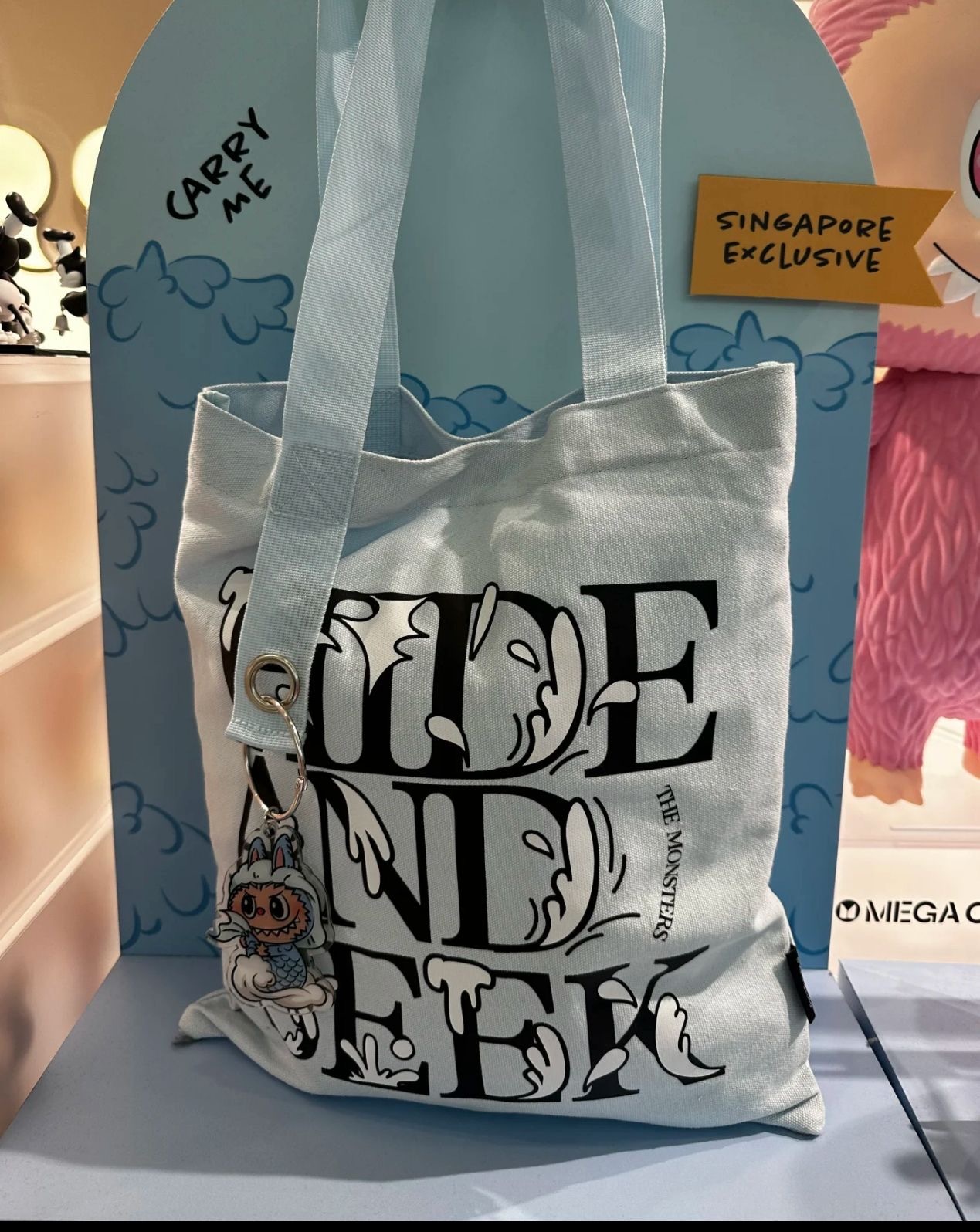 新加坡限定 LABUBU魚尾獅環保袋配埋鎖匙扣