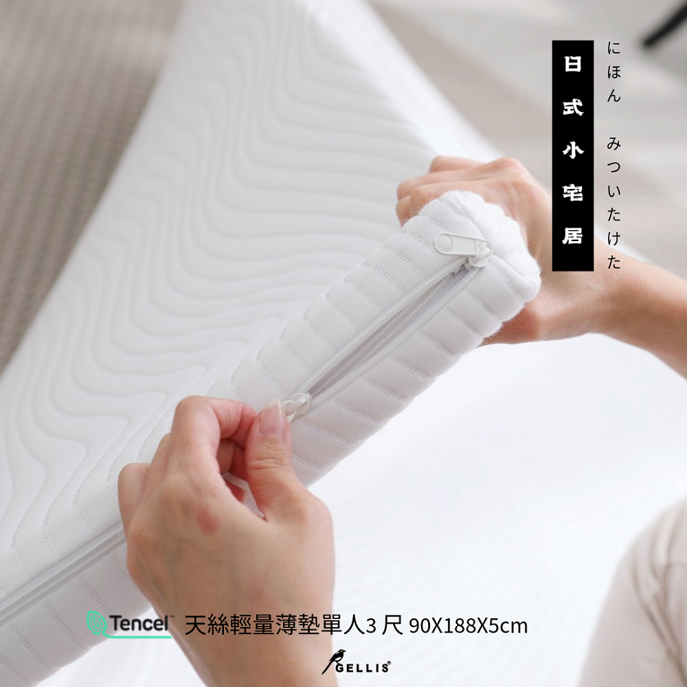 5cm高支撐力微記憶感吸濕透氣天絲輕量薄墊標準單人3尺