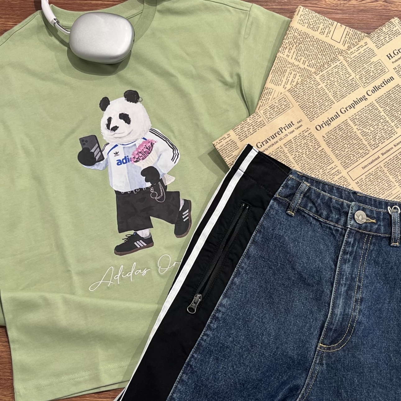 ADIDAS ORIGINALS x DOROPHY TANG 草綠 鄧卓越 熊貓短袖 上衣 愛迪達 IB7068