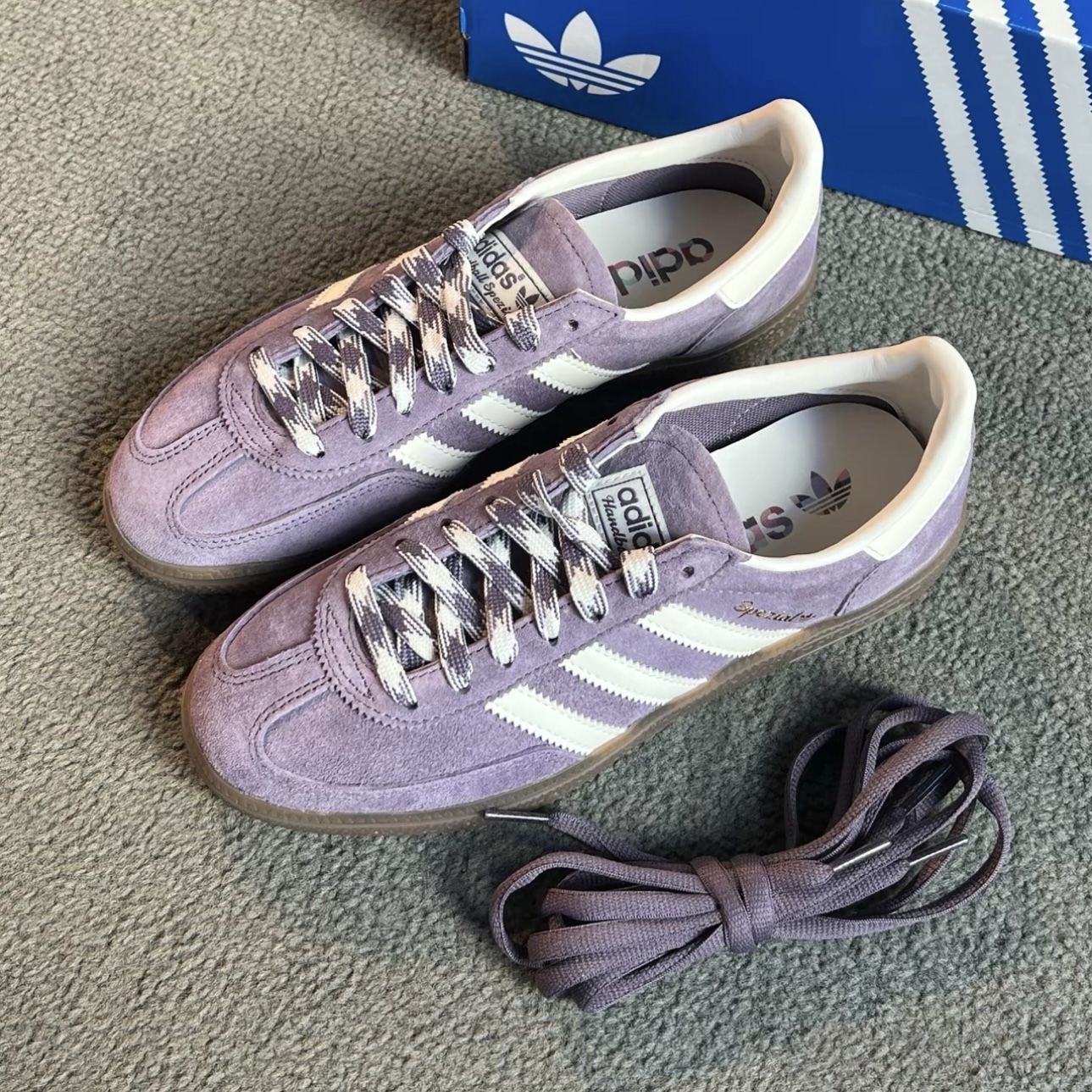 ADIDAS HANDBALL SPEZIAL 霧紫 灰紫 編織鞋帶 女鞋 愛迪達 KI5943