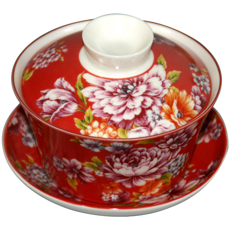 鹿港窯禮品館｜陶瓷 台灣紅牡丹小蓋杯 居家生活用品 MIT