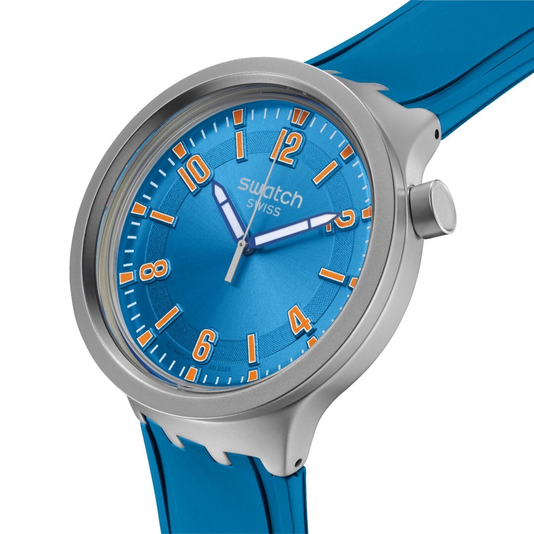 【Swatch】BLUE IN THE WORKS SB07S115 47mm 現代鐘錶