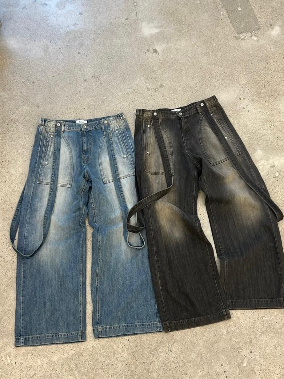 吊帶洗水鬆身牛仔褲 PULSE-164P