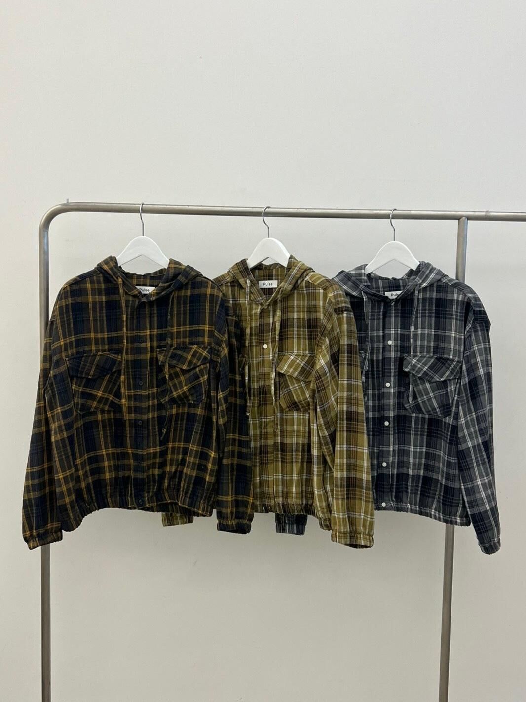 格仔連帽長袖恤衫 PULSE-165S