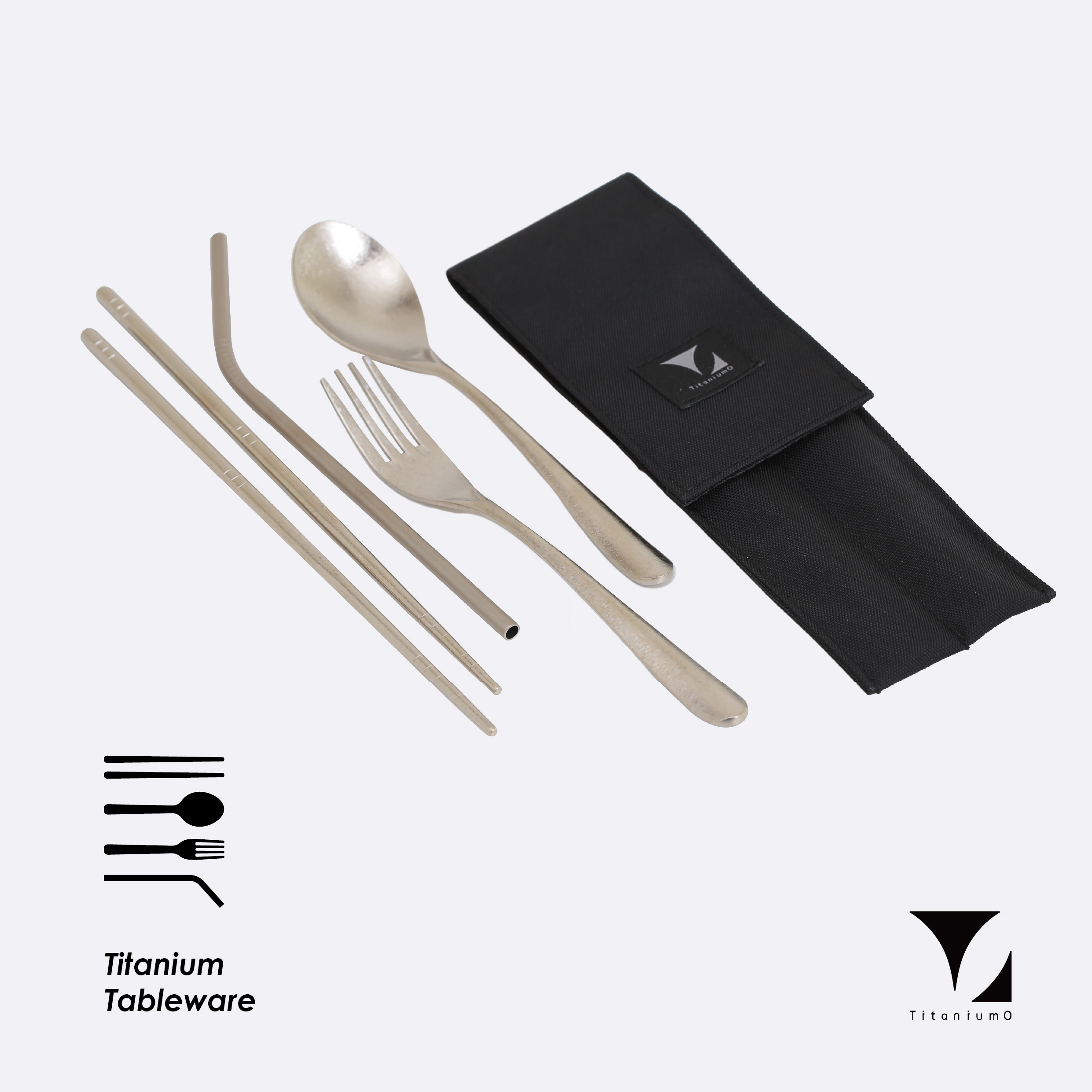 鈦造/純鈦餐具系列/耀鈦系列【餐具組全套】叉/勺/筷/吸管含餐具套